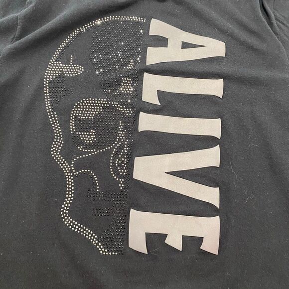 CR24 Chrome Edge Alive Skull Graphic T-Shirt Women’s Small Black Rhinestone Tee - Picture 6 of 7
